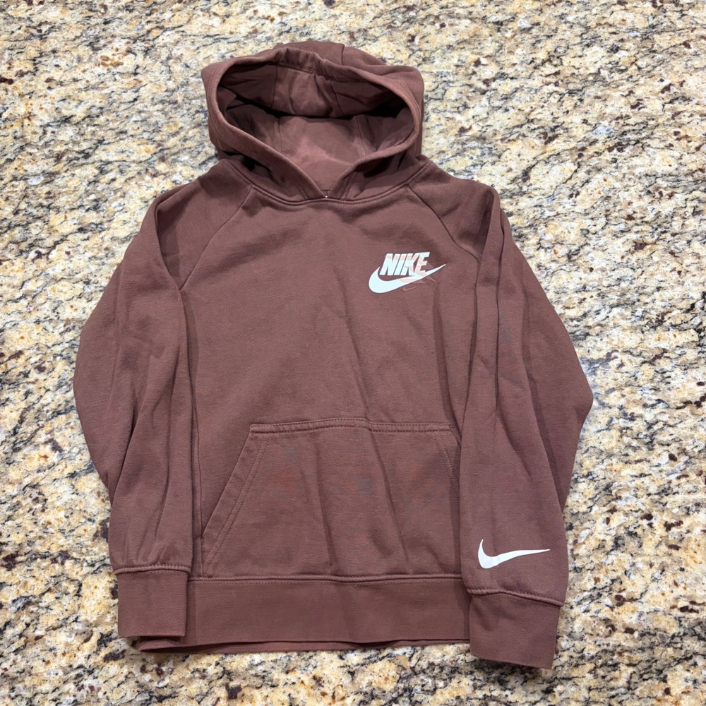 Nike 3 Brand Russell Wilson Kids Brown Pullover Hoodie Sweatshirt Size S 8-10